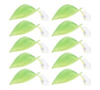 Angoily 15pcs Luminous Green Plastic Leaf Platforms with Suction Cups for Fish Tank Betta Resting Bed, Turtle Basking Platform, and Tree Frog Habitat Décor for Aquarium Amphibians