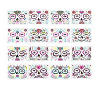 Angoily 16 Sheets Fluorescent Face Body Stickers with Luminous Design, Adhesive Temporary Tattoos Friendly to Skin, for Halloween and Day the Dead Parties