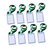 Angoily 16pcs Green Id Badge Holder Lanyard with Transparent PP Card Protector Covers Tear Resistant Storage Pockets for Students Office Travel Camping Hiking Secure and Practical Name Tag