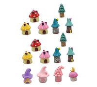 Angoily 16Pcs Miniature Mushroom Fairy House Resin Kit Durable Detailed Micro Landscape Ornament for Dollhouse Creative DIY Cake Topper to Inspire Imagination and Spatial Awareness