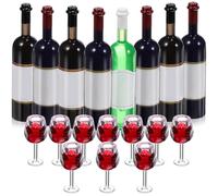 Angoily 18Pcs Miniature Wine Glasses Set for Dollhouse Dark Red Mini Wine Cups and Assorted Mini Bottles Food-grade Practical for Dollhouse Kitchen and Dining Decoration Romantic Ambiance