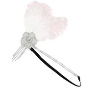 Angoily 1920s Flapper Tassel Headband White Roaring 20s Headpiece for Women Vintage Party Costume Accessories