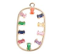 Angoily 1Pc Colorful Zircon Pendant Necklace DIY Craft Oval Shape Jewelry Accessory for Necklaces and Earrings Safe and Durable Design with Inlaid Zircon Stones