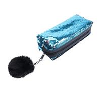 Angoily 1Pc Glitter Mermaid Sequin Pencil Pouch Stylish Storage Bag for Stationery Cosmetics for Eye Catching Blue Pink Design
