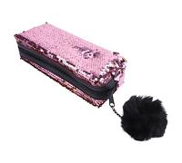 Angoily 1Pc Mermaid Sequined Pencil Case Cute Glittering Stationery Storage Bag for School Office Smooth Zipper Pouch for Eye Catching Design Pink Gold