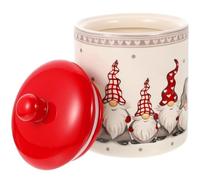 Angoily 1pc Round Ceramic Storage Jar with Lid Xmas Features Tank for Tea and Dried Fruits Kitchen Storage Container Airtight Seal for Freshness Christmas