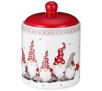 Angoily 1pc Round Ceramic Storage Jar with Lid Xmas Features Tank for Tea and Dried Fruits Kitchen Storage Container Airtight Seal for Freshness Christmas