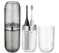 Angoily 2 Pcs Toothbrush Holder Travel Case Convenient to Store and Carry Large Capacity Pet Cup with Glacier Pattern Design for Camping and Home Use
