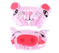 Angoily 2 Pcs Waterproof Cartoon Shower Caps with Elastic Band and Foldable Satin and Eva Material, for Showering and Travelling, Pink Bathing Hats for Boys