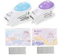 Angoily 2 Sets Astronaut Handheld Stapler for Students Small Portable Cartoon Staplers Lightweight Book Binding Tool for School Office Home Use Convenient Gift