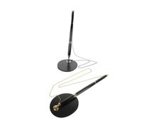 Angoily 2 Sets Black Ballpoint Pens with Chain and Base Stand Smooth Writing Signature Pens for Office Desk and Reception Counter Comfortable Ergonomic Grip Portable Business Use