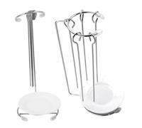 Angoily 2 Sets Stainless Steel Barbecue Skewer Hanging Racks with Drip Trays Grill Food Racks for Home and Commercial BBQ Easy to Clean Meat Hangers