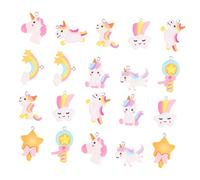 Angoily 20Pcs Assorted Mini Cartoon Unicorn Rainbow Cloud Charms Resin Pendants for Jewelry Making Necklace Bracelet DIY Accessories Decorative Earring Craft Supplies
