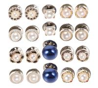 Angoily 20pcs Decorative Brooch Buttons for Clothes Safety Buckles Sweater Accessories No Sew Invisible Snap Fasteners for Shirts Cardigans Blue Solid Pearl Styles for Wedding and Daily