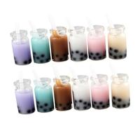 Angoily 20pcs DIY Resin Simulation Milk Tea Cup Charms for Jewelry Making Cute Earring and Key Ring Accessories Random Color White Straw for and Creative Crafts Random Color