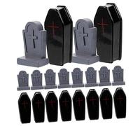Angoily 20pcs Miniature Resin Tombstone Halloween Graveyard Decor for Haunted House Party Scary Coffin and Headstone Ornaments for Spooky Indoor Outdoor Decoration Random Color