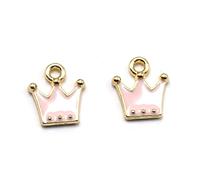 Angoily 20Pcs Pink Crown Shape Alloy Charms for DIY Jewelry Making for Bracelets and Earrings Eye Catching Pendants for Unique Accessories