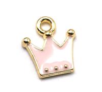 Angoily 20Pcs Pink Crown Shape Alloy Pendants for DIY Jewelry Making Charms for Bracelets Necklaces Earrings Keychains More Unique Accessories for Creative Crafts