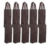 Angoily 20PCS Reusable Non-Woven Fabric Wine Bags Handle, Single Bottle Carrier for Wine, Whiskey, Beer, Thick Coffee Color Tote Bags for Party, Christmas Packaging