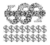 Angoily 20pcs Silver Metal Nail Charms Sign Nail Art Decorations Small 3D Rhinestone Manicure Supplies for Women DIY