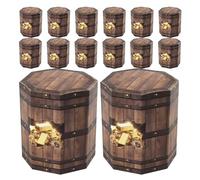 Angoily 20pcs Vintage Hexagonal Pirate Treasure Barrel Candy Boxes Foldable Paper Goodie Storage Containers Portable Party Candy Favor Boxes