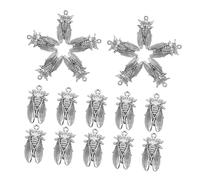 Angoily 20pcs Vintage Silver Insect Charms Cicada Pendants for DIY Jewelry Making Bracelet Necklace Accessories Alloy Bug Pendants for Crafting
