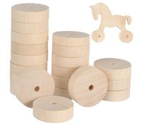 Angoily 20Pcs Wooden Wheels DIY Building Model Accessories Khaki Color Craft Supplies Durable Safe for Painting Writing Burning
