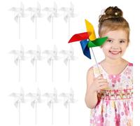 Angoily 24 Pack Blank Windmills Diy Paper Windmill Craft Kit Colour Your Own Pinwheel Windmill for Kids Drawing Graffiti Educational Toys Arts and Crafts Activity for Indoor Outdoor Play