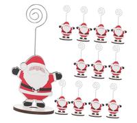 Angoily 24 pcs Christmas Message Folder with Santa Pattern Photo Clips Flat Base Xmas Holder for Cards Notes and Party Decorations Suitable for Home and Office Desktop Use
