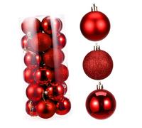 Angoily 24 PCs Red Christmas Tree Baubles Plating Hanging Ornaments Shiny Xmas Balls for Home Office School Holiday Decoration