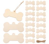 Angoily 24 Pcs Unfinished Wooden Dog Bone Cutouts Tag Custom Name Plate