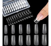 Angoily 240pcs Press on Nails Flat Square Full Cover Nail Tips Semi-matte for Gel Polish Practice Home DIY Extensions