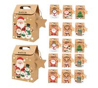 Angoily 24pcs Christmas Kraft Paper Treat Boxes Small Candy and Cookie Packaging for Party Favors Holiday Packaging Decorative Small Paperboard Boxes for Xmas and Birthday Celebrations