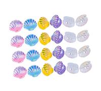Angoily 24Pcs DIY Resin Pearl Shell Craft Material Electroplated Open Shell Accessories for Hair Clips Bobby Pins Headbands Creative Handmade Decoration Random Color