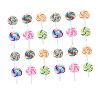 Angoily 24pcs Rainbow Lollipop Charm Set for Kids Colorful Clay Candy Pendants for Jewelry Diy Crafts Cute Decoration for Party Favors and Gifts