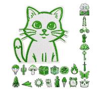 Angoily 25pcs DIY Embroidery Patches Green Assorted Cartoon Designs Iron Appliques for Jackets Jeans Fabric Repair for Backpack Hat Creative Clothing Decoration