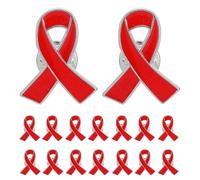 Angoily 25pcs Red Ribbon Brooch Pins for Women, Zinc Alloy Material Sturdy Construction, Versatile Use on Jackets and Hats, for Charity Events and Health Prevention Awareness