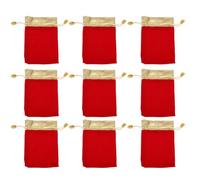 Angoily 25pcs Red Velour Jewelry Drawstring Pouches with Gold Trim 9x12cm Wedding Favor Bags Soft Velvet Bags for Bracelets and Party Supplies