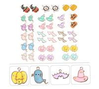 Angoily 294 Pcs Halloween Alloy Jewelry Pendants Assorted Charms for DIY Earrings Necklaces Bracelets Pumpkin Ghost Bat Hat Design Decorative Accessories