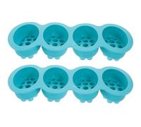 Angoily 2pcs 4-Cavity Oval Silicone Soap Massage Mold in Turquoise for DIY Handmade Decorative Mini Soap Bars Soft Non-Stick Silicone Mold Suitable for Home Making