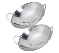 Angoily 2pcs 8-inch Thickened Stainless Steel Small Cooking Pans Double Handle Korean Noodle Pot for Hot Pot and Stir-Fry