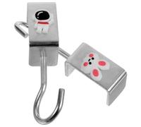 Angoily 2pcs Adjustable Metal Desk Bag Hooks for Table Edge - Silver Astronaut Rabbit Design - Under Desk Purse Hanger Clamps for School, Office, and Café Use