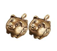 Angoily 2pcs Antique Brass Little Pig Pendant Keychain Multi-purpose Diy Brass Crafts for Collectors and Giving