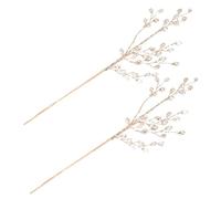 Angoily 2pcs Artificial Acrylic Berry Branches Xmas Picks with Shiny Beads Faux Berry Stems for Christmas Tree Decorations and Holiday DIY Easy Care Festive Home