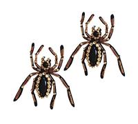 Angoily 2pcs Banner Clothing Sticker Jackets Patch Creepy Spider Charm Goth Decor Halloween Charms Jewelry Making Gothic Appliques Rhinestone Craft Spider Sew Spiders Glass Drill Black