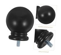 Angoily 2pcs Black Plastic Curtain Rod End Caps Ball Head Finials Decorative Window Drapery Rod Accessories Easy Installation Design for Home Curtain Poles