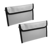 Angoily 2pcs Borsello Ignifugo File Folders Fireproof Document Organiser Fireproof Folder Holder Fire Protective Bag Grey