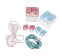 Angoily 2pcs Bowknot Charging Cable Protector Sleeve, Flexible Eva USB Cord Saver Cover for Smartphone 18w/20w Charger, Blue and Pink Spiral Cable Protectors for Electronics Accessories