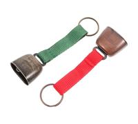 Angoily 2pcs Camping Bear Bells with Red and Green Woven Straps, Hanging Hiking Bells for Backpacking, Outdoor Safety Accessories for Bear Protection and Pet Use