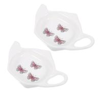 Angoily 2Pcs Ceramic Tea Bag Holder Set Floral Pattern Decorative Tea Bag Coaster Small Dipping Dish for Afternoon and Household Use